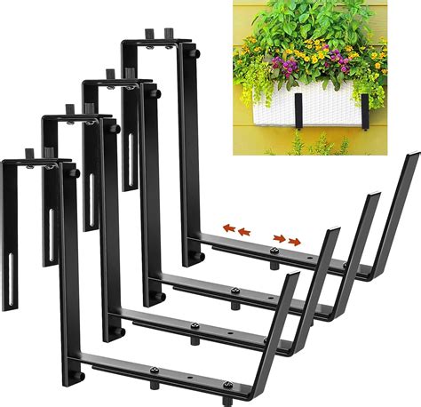 flower box brackets on metal railing|adjustable flower box brackets.